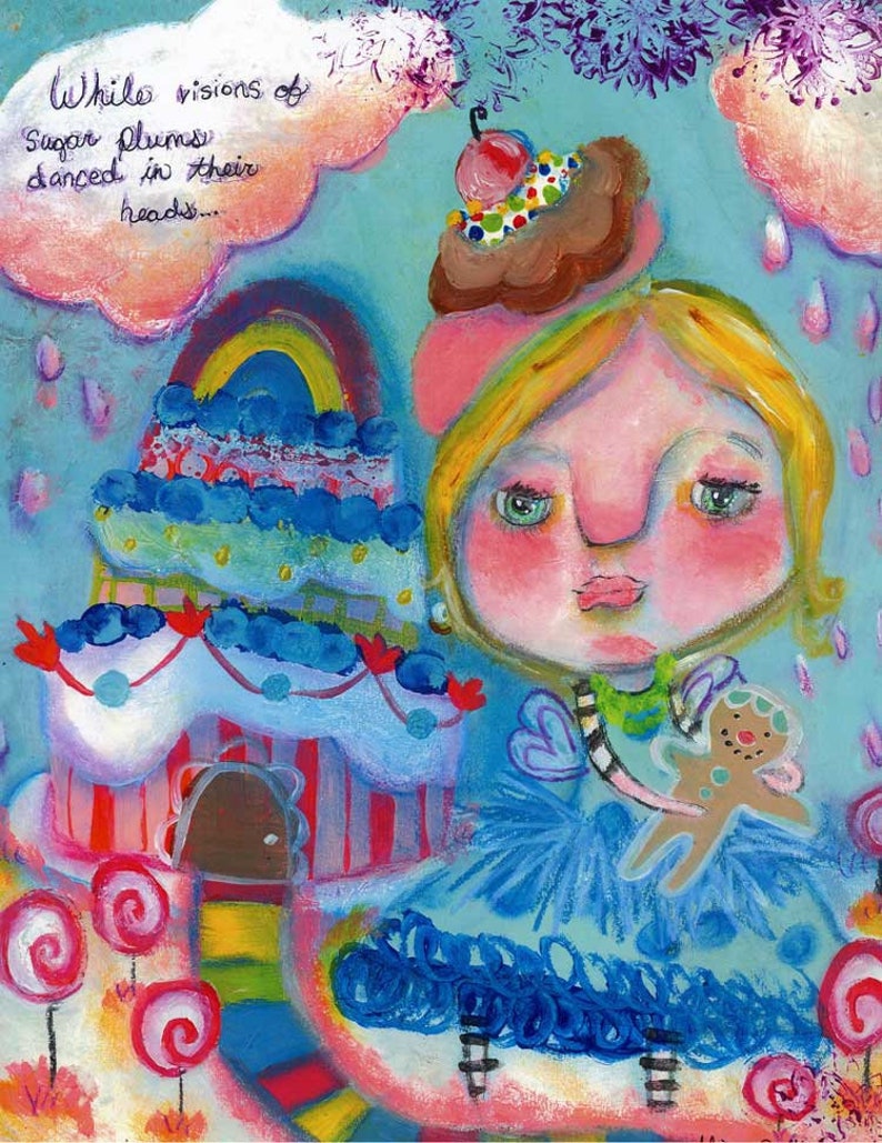 Whimsical Girl Print, Cake Girl Print, Cake Girl Art Print, Ice Cream Girl Art Print, Candy Land Print, Dessert Girl Print, Candy Land Art image 2