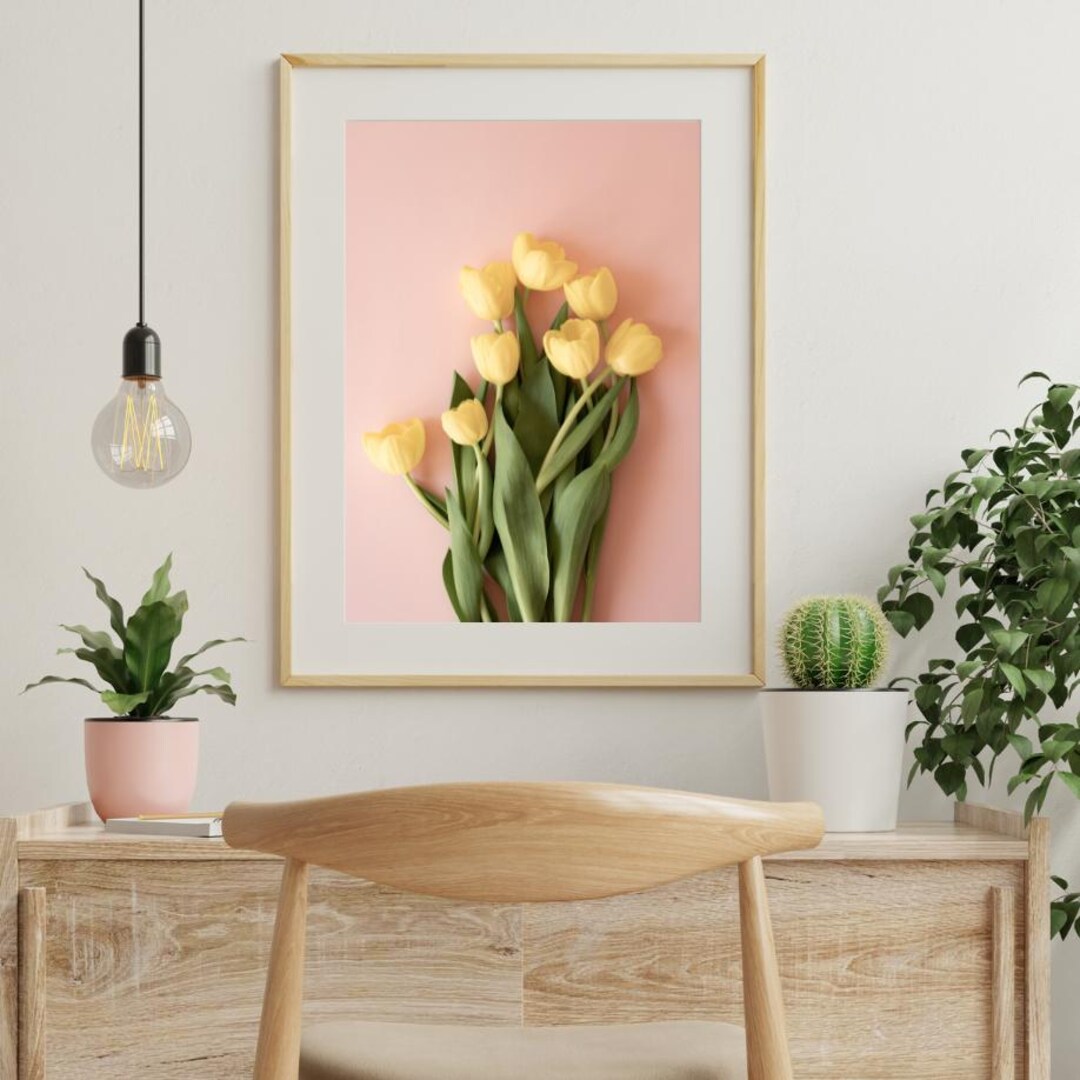 Tulip Poster With Natural Flower Photography - Calming Wall Art in Soft ...