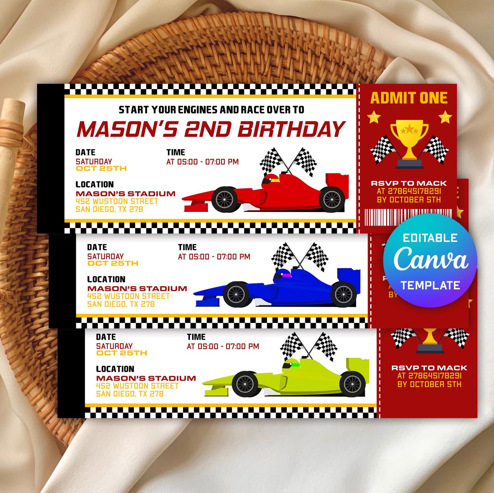 Invitations In Racing Example Race Car Ticket Invitation, Editable Race Car Birthday Invitation ...
