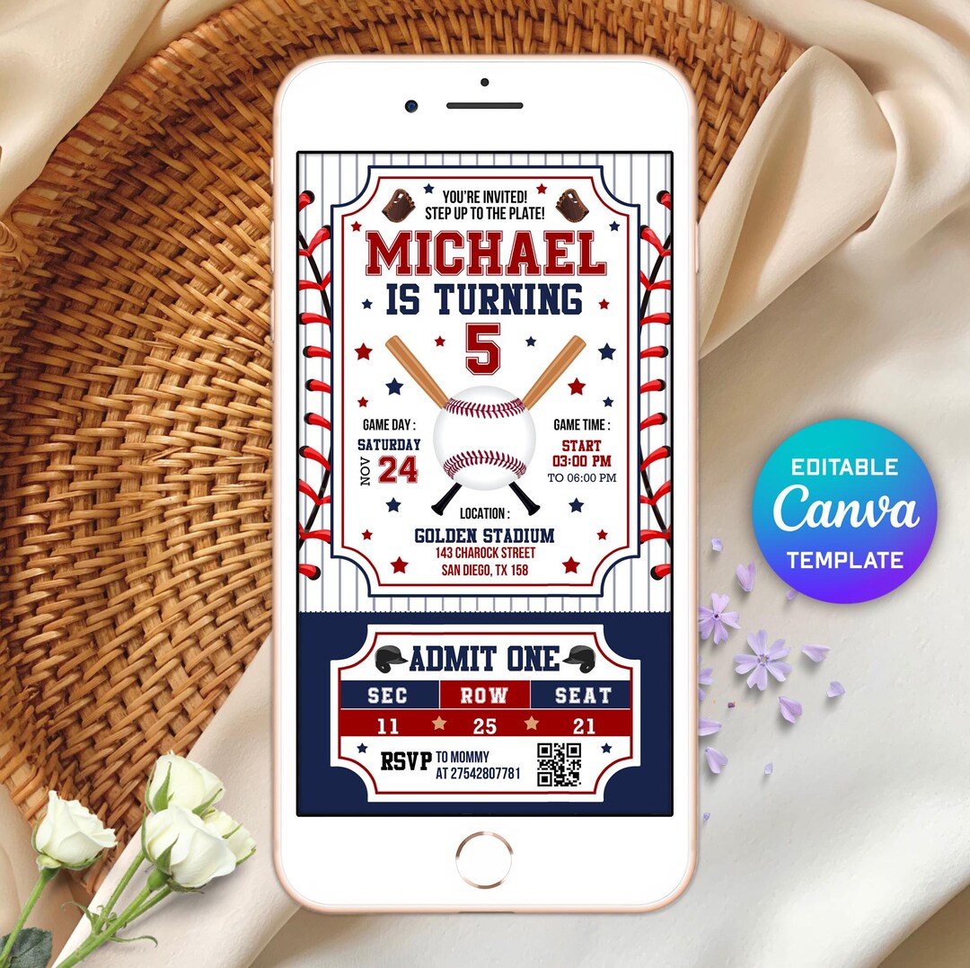 Baseball Birthday Party Invitation, Sports Birthday Invite, Rookie of ...