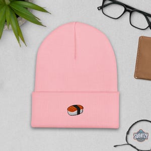 Sushi Embroidered Beanie – Cute Japan Hat, Sushi, Ramen Knit Hat | Kawaii Japan Aesthetic Streetwear Gift