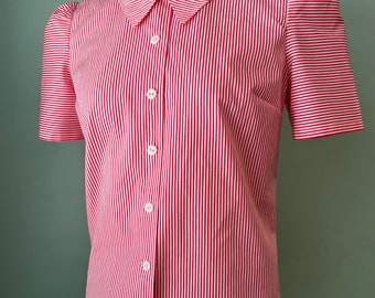 sample sale 1930s 1940s   cotton candy stripe fabric   puffed sleeve blouse    B33