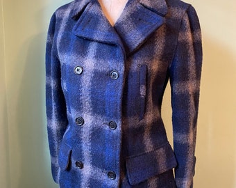 vintage 1930s 30s 1940s 40s vintage plaid wool jacket  size S-M