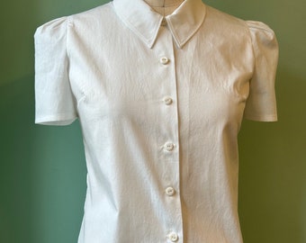 sample sale 1930s 1940s   cotton white    puffed sleeve blouse    B36