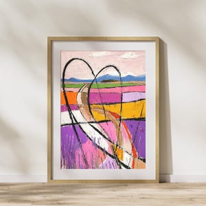 Provence Lavender Field Wall Art, Colorful Impressionist Digital Print, French Countryside Landscape, Purple Floral Home Decor Poster