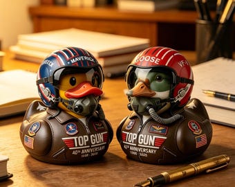 Maverick Pilot Rubber Duck, Top Gun 40th Anniversary Collectible Aviator Bath Toy, Movie Fan Gift for Kids & Adults,Gift