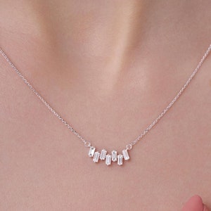 Baguette Diamond Bar Necklace, Dainty 14K Gold Diamond Necklace, Baguette Bar Necklace, Bridal Necklace, Gift For Her