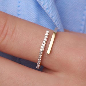 14k Solid Gold Spiral Diamond Ring, Diamond Wrap Ring, Round Natural Diamond Open Cuff Stack Ring, Minimalist Ring, Dainty Wrapped Band
