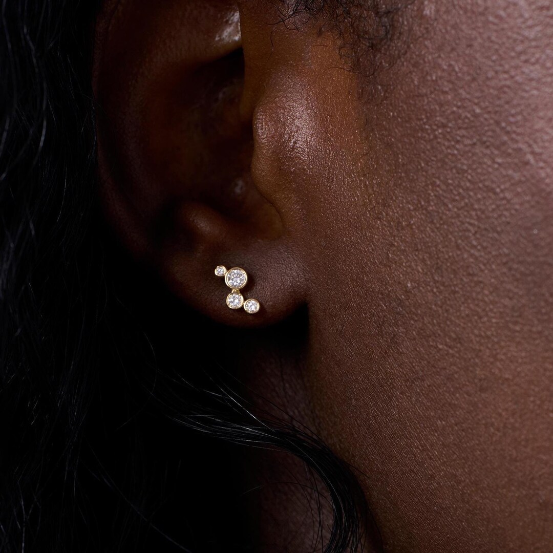 Diamond Stud Earrings, Graduation Diamond Stud Earrings, Minimalist ...