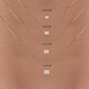 Round Diamond solitaire necklace, Dainty Diamond Necklace, Diamond Bezel Necklace, 14K Solitaire Necklace, Birthday Gift For Her