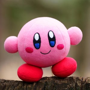 Handmade Kirby Plush: Soft Pink Ball, Gamer Gift