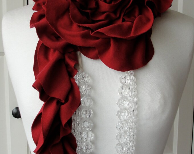 Dark Red PETAL Ruffle Scarf for AW12 by FAIRYTALE13. - Etsy