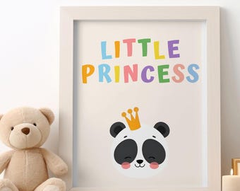 Póster de la Princesa Panda, decoración infantil con corona