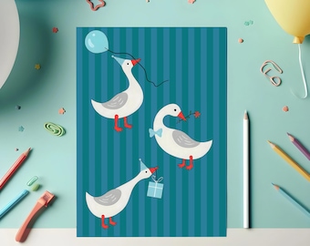 Póster infantil de gansos juguetones (descarga digital)