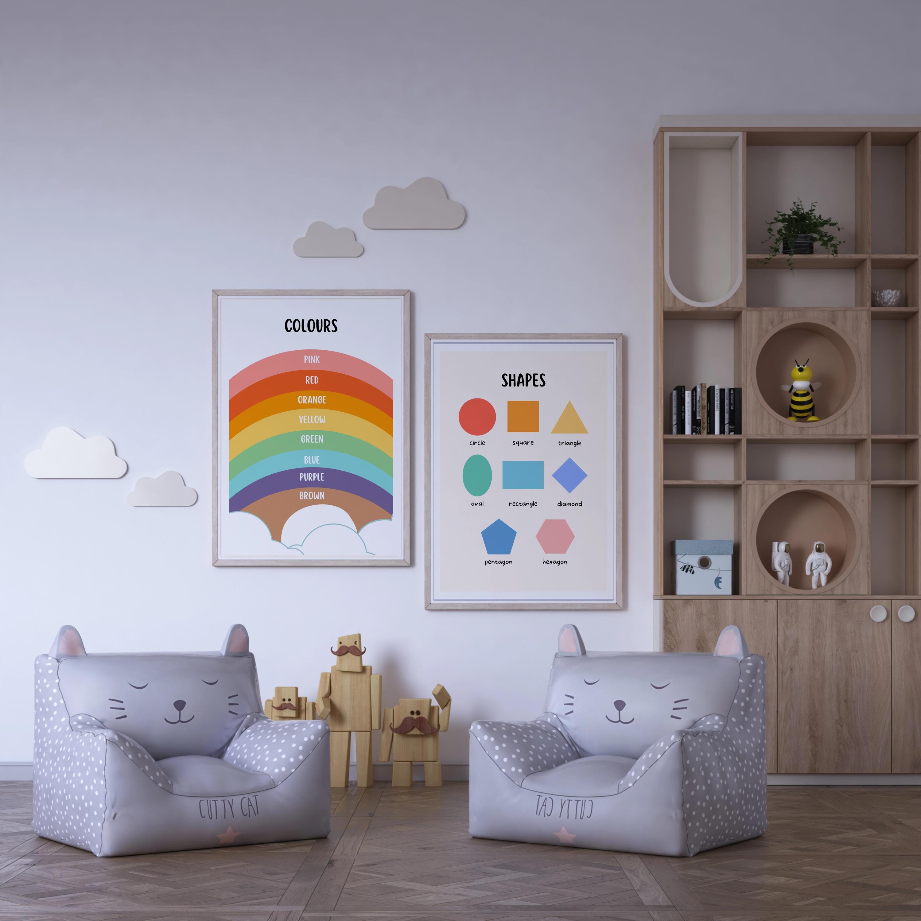Educational Posters Set – 10 Colorful & Engaging Prints for Kids Room ...