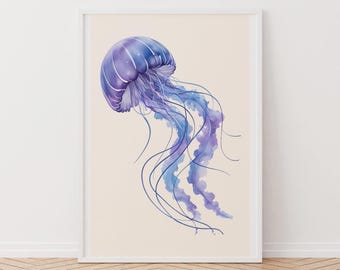 Jellyfish Watercolor Poster: Kids' Room Nursery Wall Art