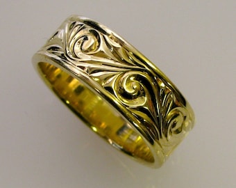 Unique Hand Engraved Wedding/Anniversary Band