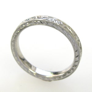 3mm Platinum Hand Engraved Wedding/Anniversary Band