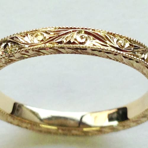 Vintage Wedding Ring Wheat Pattern Engraved Wedding Band - Etsy