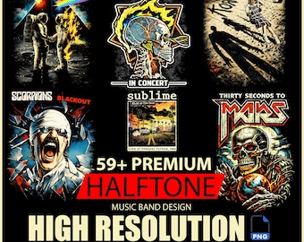 59 Halftone Rock band Transparant/No Background | High-Resolution PNG Designs