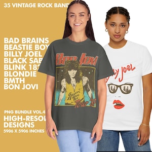 35 vintage rockband PNG-paket vol. 4: Högupplösta designer (digital nedladdning)