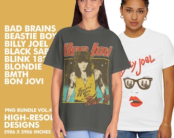 35 Vintage Rock Bands PNG Bundle Vol.4: High-Resolution Designs (Digital Download