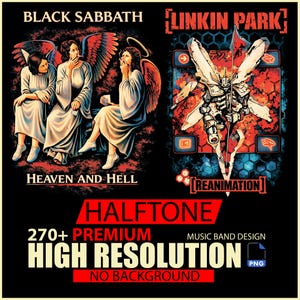 290+ Ruster Halftone Music Band Portraits | High-Resolution PNG T-Shirt Designs