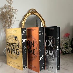 Fourth Wing, Iron Flame and Onyx Storm by Rebecca Yarros with sprayed edges