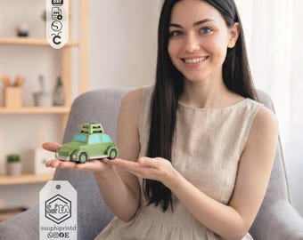 Retro Beetle Car Papercraft — PDF SVG DXF Template — 3D Low Poly Bug Decor — Cricut Silhouette — Vintage Auto Gift — Beetle Car