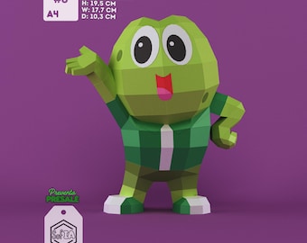 Cute Frog Papercraft — PDF SVG DXF Template — 3D Low Poly Kawaii Decor — Cricut Silhouette — Frog Lover Gift — Green Frog — toad