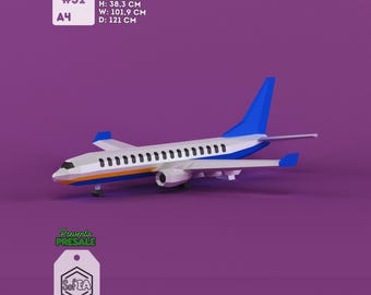 Giant Airplane Papercraft — PDF SVG DXF Template — 3D Low Poly Aviation Decor — Cricut Silhouette — Pilot Gift — Boeing Commercial Airplane