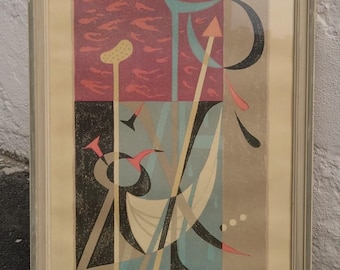 Original begränsad upplaga abstrakt litografi 62 x 45 cm (ram); Suprematism signerad och numrerad av Erik Olson