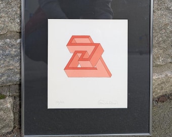 Original Limitierte Auflage Lithographie 36 x 32 cm (Rahmen); Signiert Oscar Reutersvärd