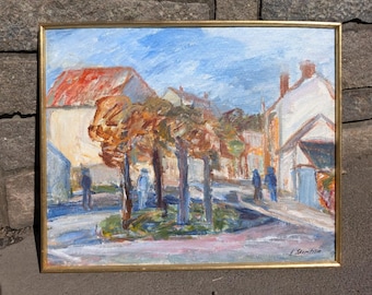 Original Europäisch Ölgemälde 58 x 68 cm (Rahmen); Motiv aus Frankreich von Elsie Stenström