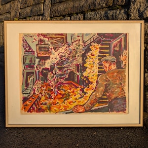 Original Limited Edition Litograph  62 x 80 cm (frame); Dockworker by Albin Amelin