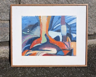 Original Europäisch Ölgemälde 35 x 42 cm (Rahmen); Abstrakte Komposition von Lars Lindh