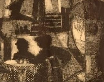 Original Mid Century Limited Edition Litograph 4/15; Public Bar by Josef Schibli