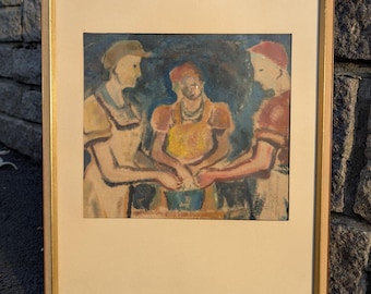Original European Early 20' Century Gouache Painting 57 x 44 cm (frame); Signed and dated -38 by Gösta Bohman