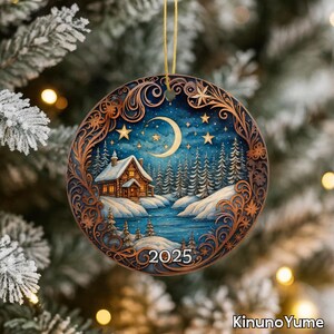 Custom Stained Glass Ornament 2025, 3D Effect Christmas Ornament, Unique Holiday Bauble Decoration, Personalized Gift Idea Heirloom Keepsake