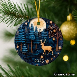 Christmas Ornament 2025, 3D Effect Holiday Decoration, Round Ceramic Bauble, Unique Xmas Tree Ornament, Gift Exchange Idea, Special Keepsake