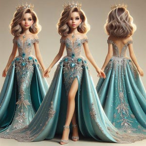 Several Girls Luxury Slit Mermaid Dress with Detachable Skirt | Girls Slit Dress | Kids Pageant Dress | Red Carpet Gown | Teen Pageant Dress