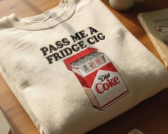 Embroidered Fridge Cig Sweatshirt, Sarcastic Meme Crewneck, Funny Soda Lover Gift, Cozy Unisex Pullover