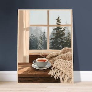 Cozy Scandinavian Cabin Tea Print: Rustic Hygge Wall Art