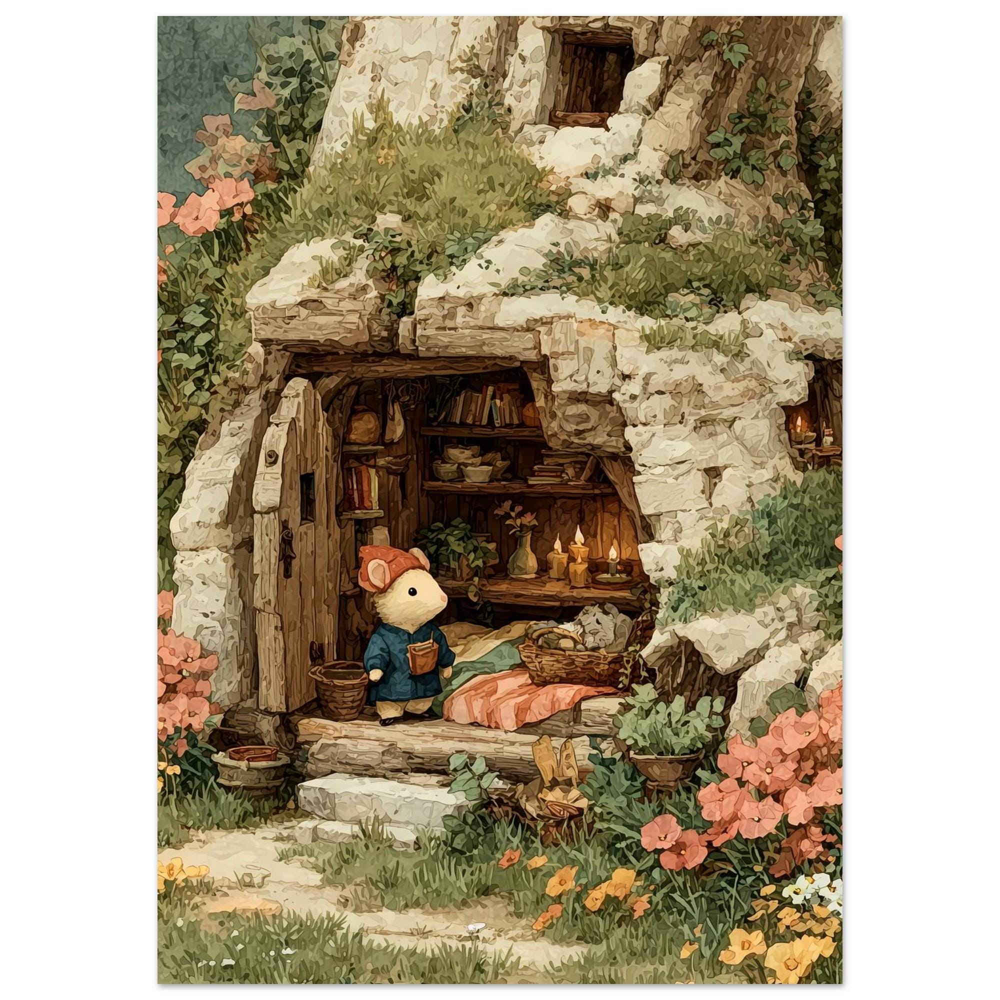 Cozy Mouse Tree House in a Field of Wildflowers – Storybook