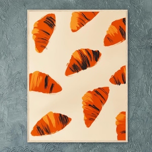 Stampa artistica di croissant francese – Decorazione da parete della cucina della panetteria parigina