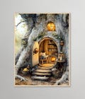 Whimsical Watercolor Mouse Reading in a Cozy Tree Hollow \u2013 Storybook Art Print product logo