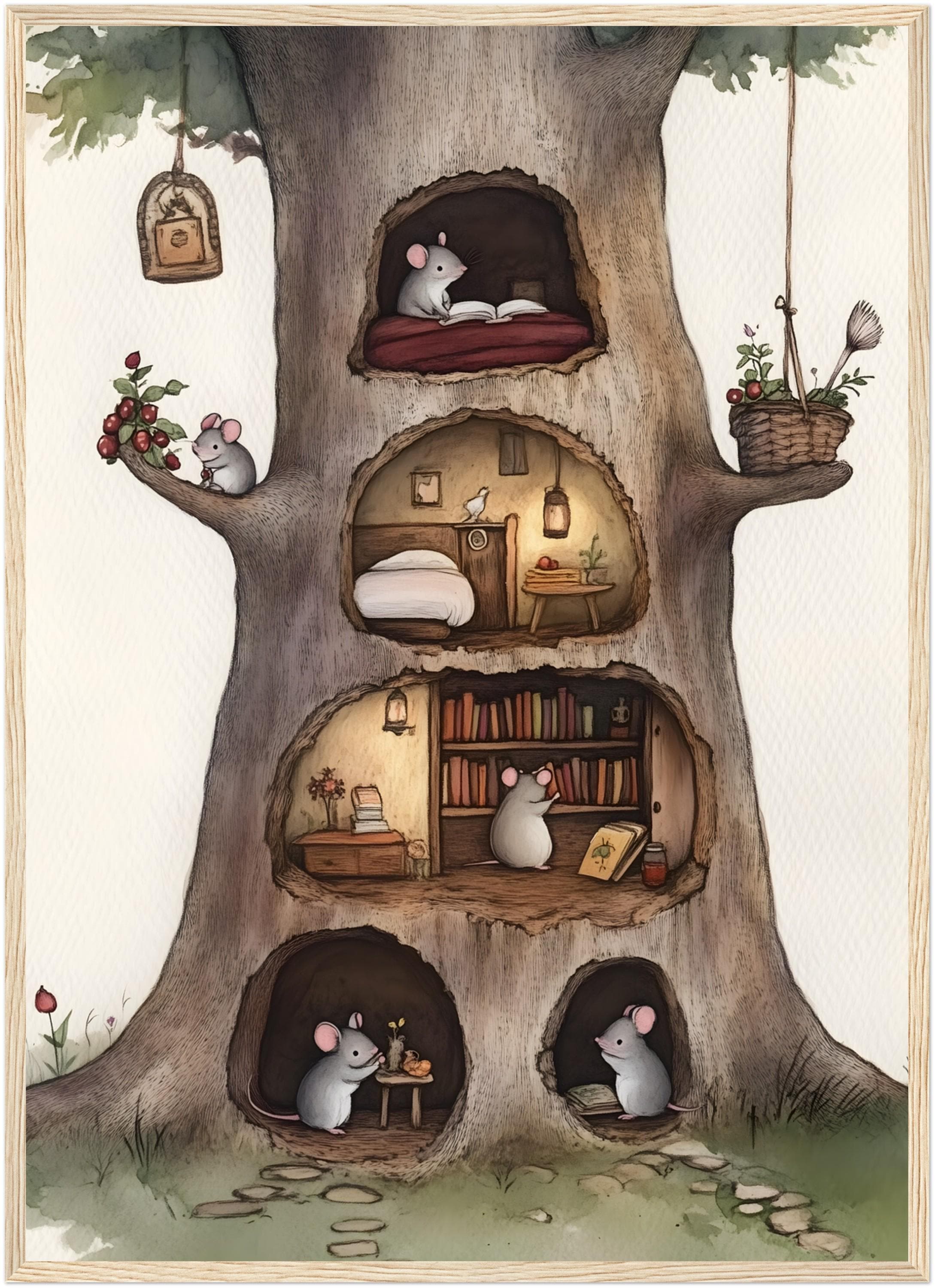 Whimsical Mouse House Art Print: Kids' Room Decor - Etsy
