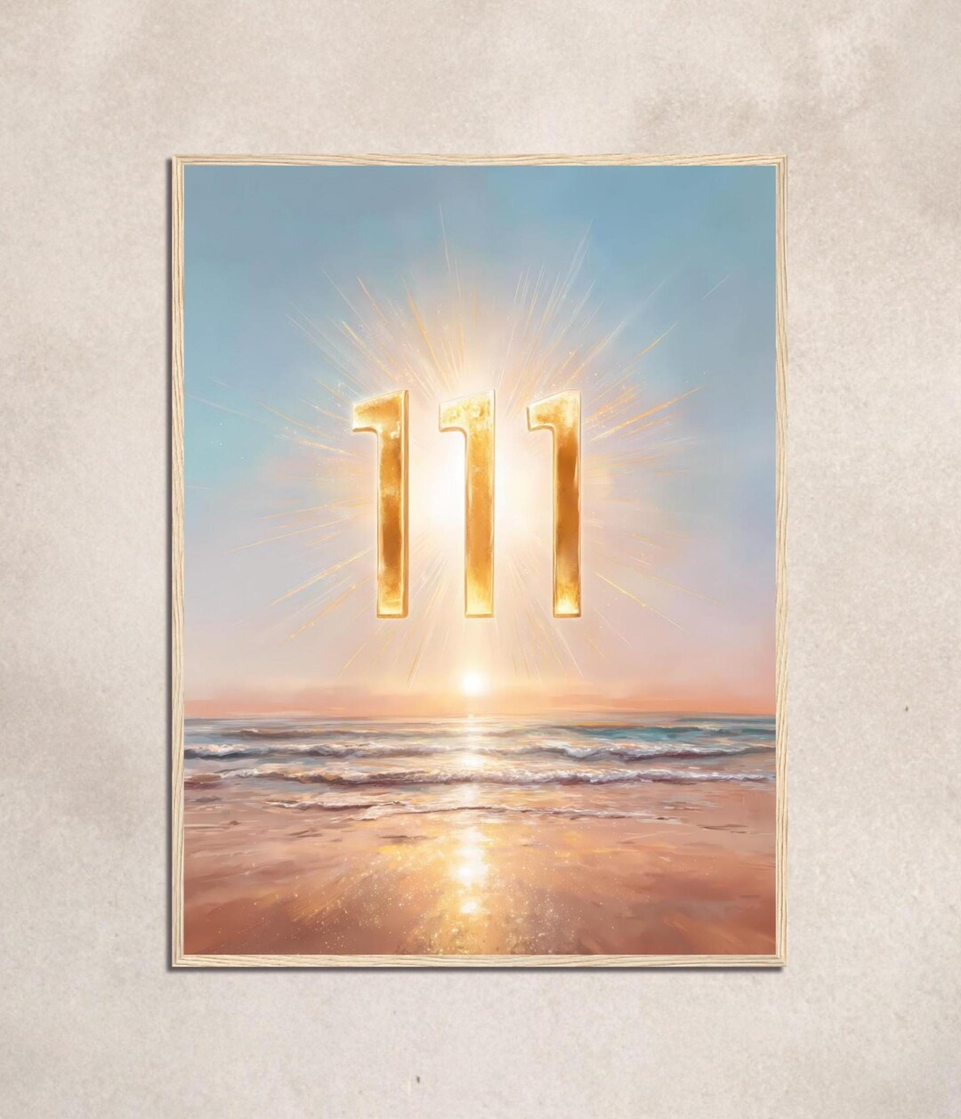 Angel Number 111 Watercolor Art Print: Golden Light Spiritual Wall ...