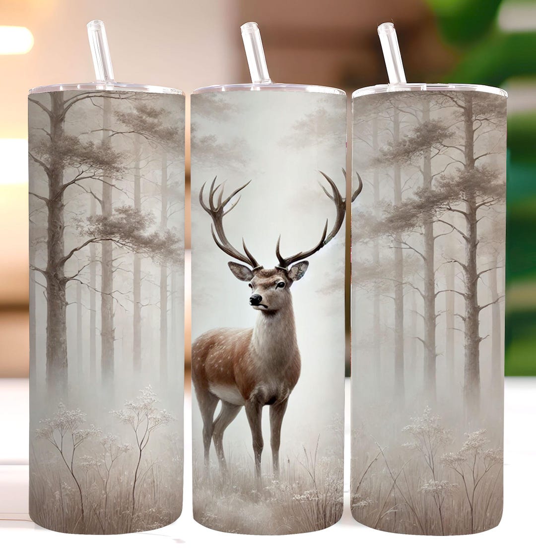 20 Oz Skinny Tumbler Wrap Sublimation Design Buck Deer Hunting,perfect ...