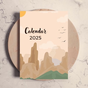 Calendario 2025 Planificador mensual vertical / Planificador mensual digital / Inicio en domingo y lunes / Tamaño A4 y carta PDF imprimible / Pintura